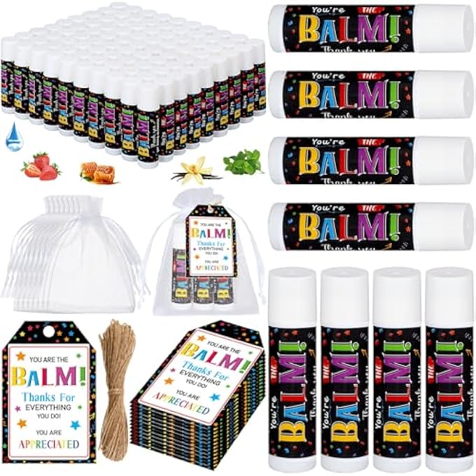 Siifert 100 PACK EMPLOYEE APPRECIATION GIFTS BULK LIP BALM FAVORS THANK YOU GIFTS BULK FOR COWORKERS STAFFS WOMEN EMPLOYEE MEN FRIENDS WEDDING BRIDAL BABY SHOWER FAVORS BIRTHDAY PARTY GIFTS - Image 1